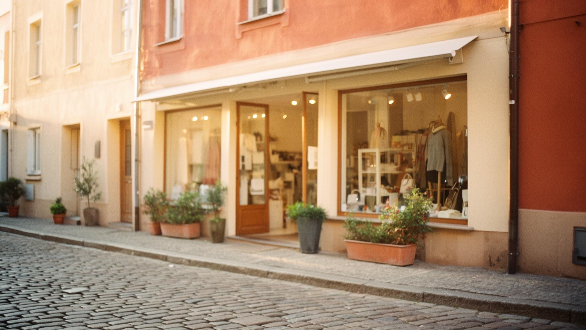 A sunlit independent storefront